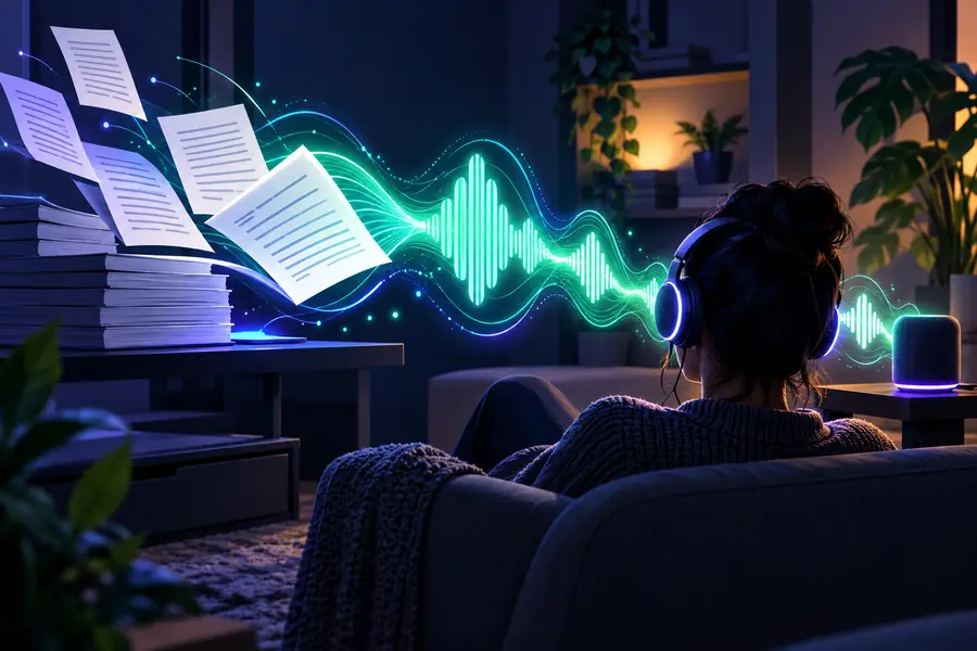 Illustration representing immediate spoken playback of written text
