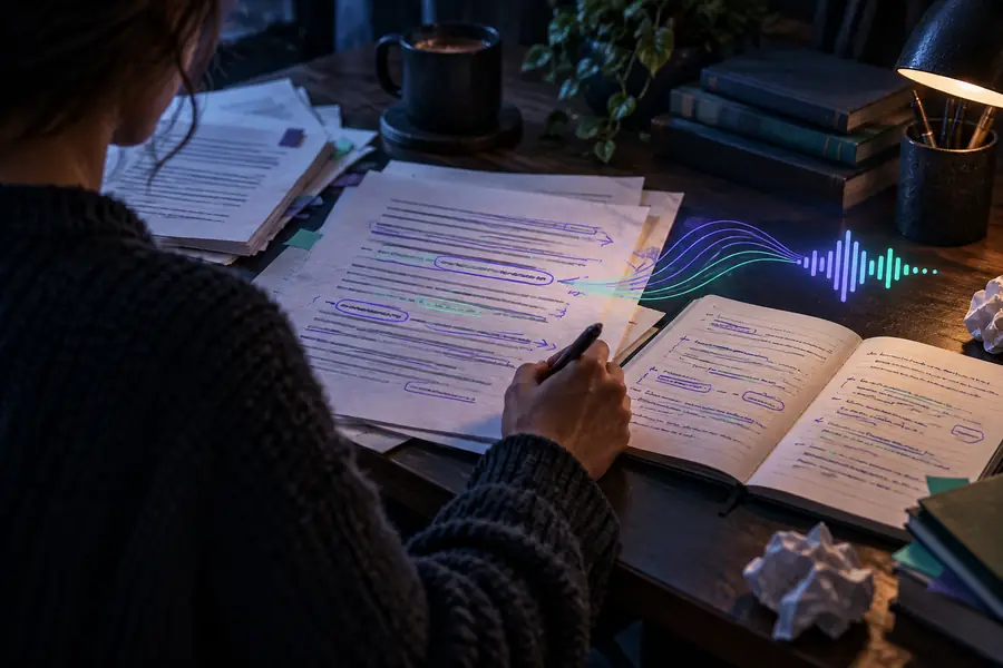 Visual representing a written text-to-speech draft